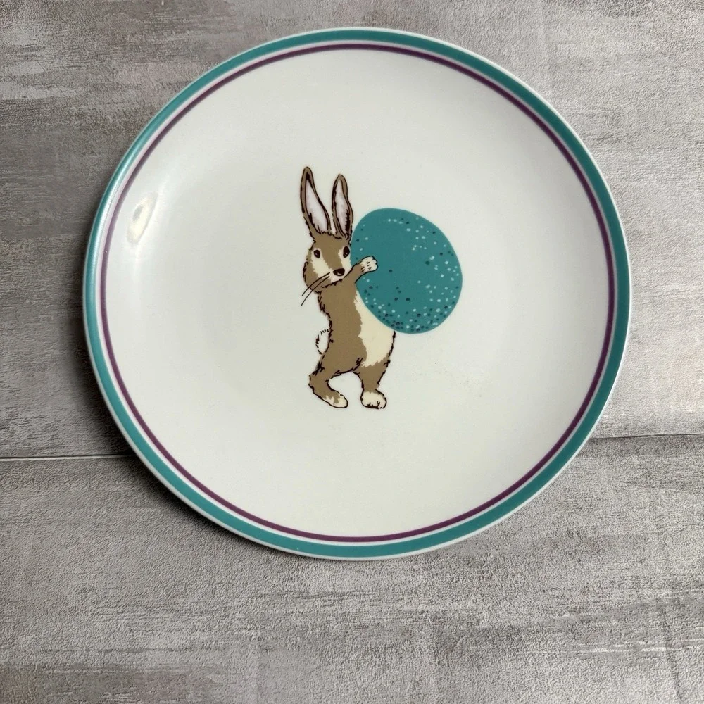 World Market BUNNY RABBIT HOLDING BLUE EGG 8